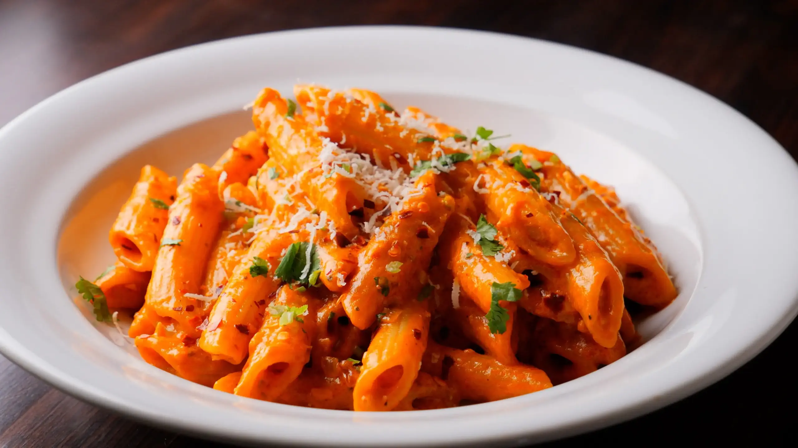 Freshly prepared continental red sauce pasta in Annakoot Restaurant